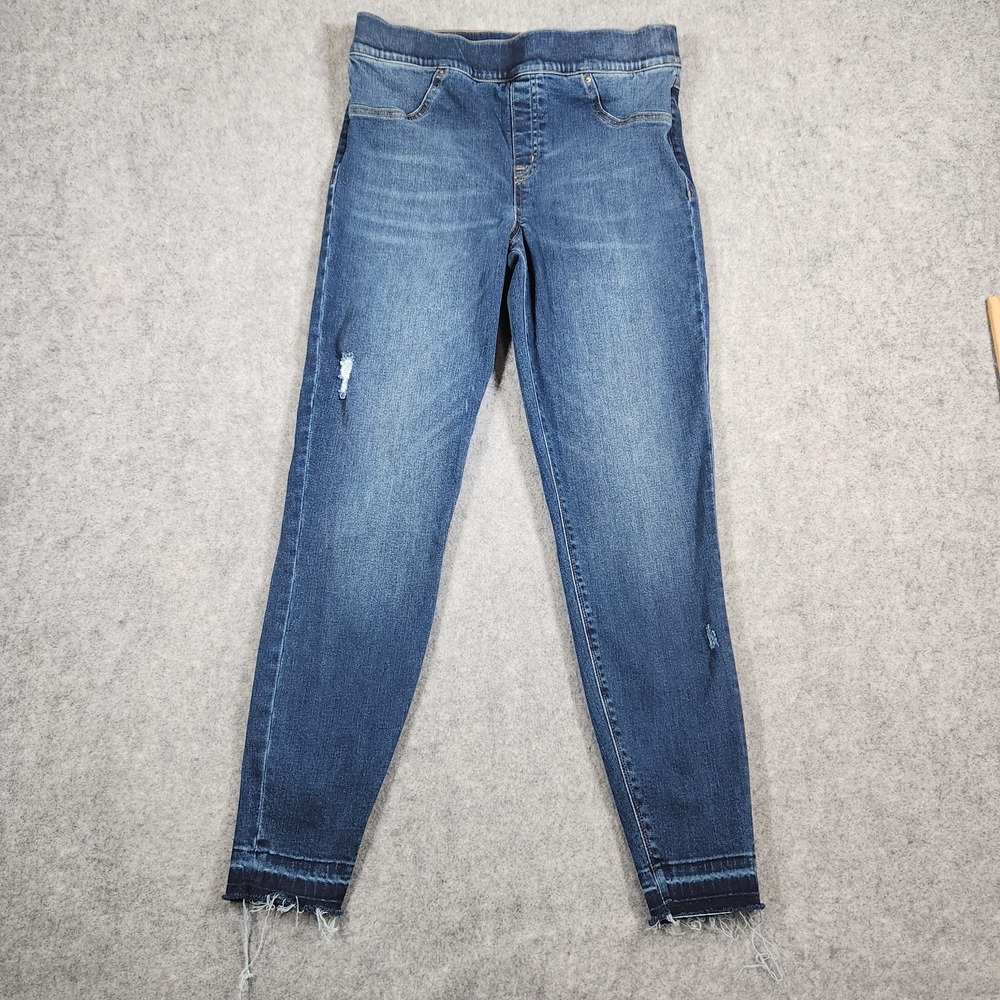 Spanx Jeans Womens Large Blue Denim Pull On Ankle Stretch Measures 30X27.5